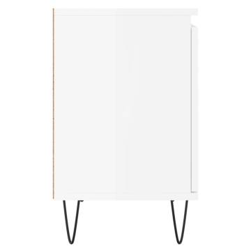 High Gloss White Bedside Cabinet - 40x30x50 cm | Hipo Market