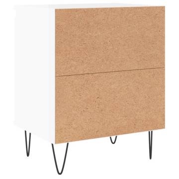 High Gloss White Bedside Cabinet - 40x30x50 cm | Hipo Market