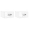 High Gloss White Wall-mounted Bedside Cabinets - 2 pcs