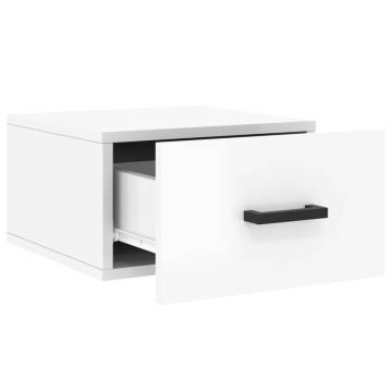 High Gloss White Wall-mounted Bedside Cabinets - 2 pcs