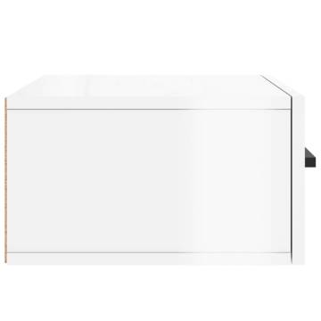 High Gloss White Wall-mounted Bedside Cabinets - 2 pcs