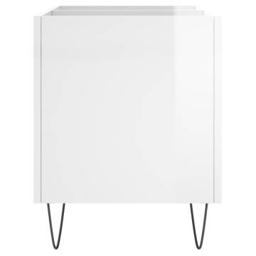 High Gloss White Record Cabinet - Stylish Storage Solution