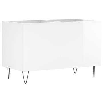 High Gloss White Record Cabinet - Stylish Storage Solution