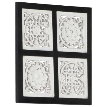 Elegant Hand-Carved Wall Panel - Black & White MDF 40x40 cm