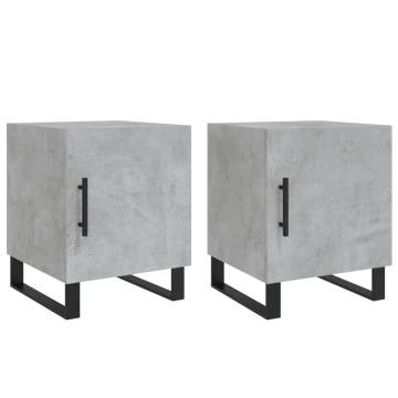 Buy 2 pcs Concrete Grey Bedside Cabinets | Modern Storage Solution