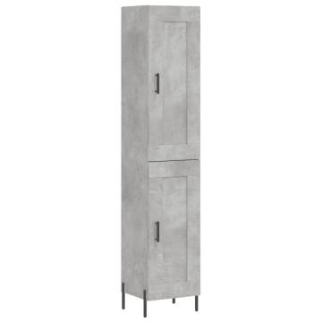 Stylish Highboard in Concrete Grey - 34.5x34x180 cm