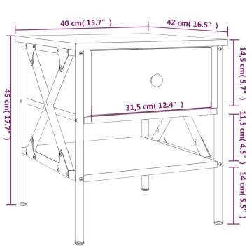 Smoked Oak Bedside Table - 40x42x45 cm | HipoMarket