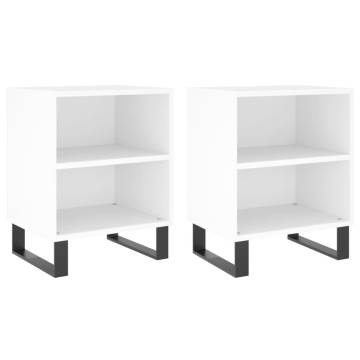 Elegant White Bedside Cabinets - 2pcs Engineered Wood