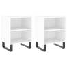 Elegant White Bedside Cabinets - 2pcs Engineered Wood