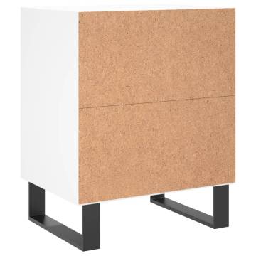 Elegant White Bedside Cabinets - 2pcs Engineered Wood