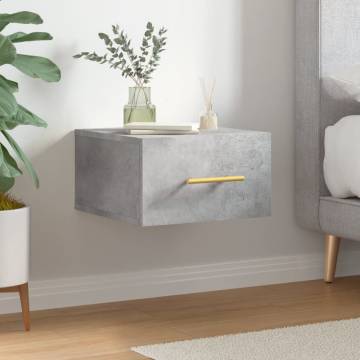 Wall-Mounted Bedside Cabinet in Concrete Grey - 35x35x20 cm