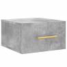 Wall-Mounted Bedside Cabinet in Concrete Grey - 35x35x20 cm