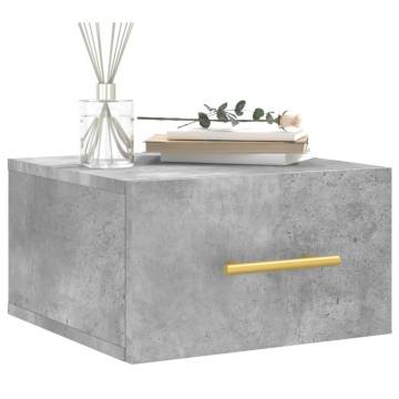 Wall-Mounted Bedside Cabinet in Concrete Grey - 35x35x20 cm