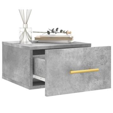 Wall-Mounted Bedside Cabinet in Concrete Grey - 35x35x20 cm