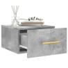 Wall-Mounted Bedside Cabinet in Concrete Grey - 35x35x20 cm