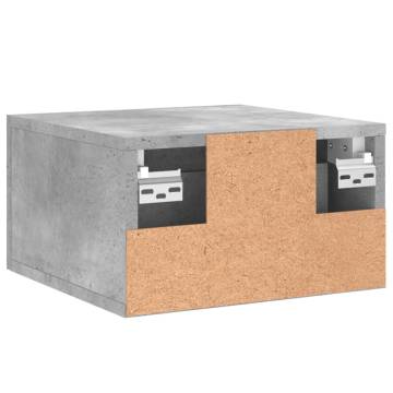 Wall-Mounted Bedside Cabinet in Concrete Grey - 35x35x20 cm