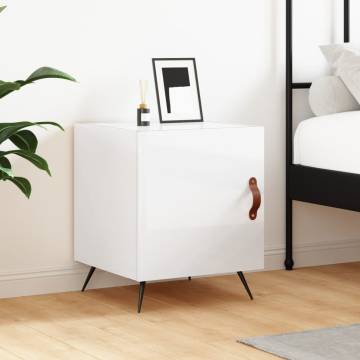 Stylish High Gloss White Bedside Cabinet - 40x40x50 cm