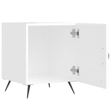 Stylish High Gloss White Bedside Cabinet - 40x40x50 cm