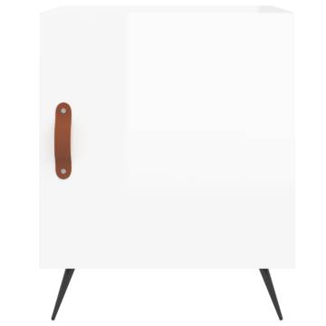 Stylish High Gloss White Bedside Cabinet - 40x40x50 cm