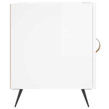 Stylish High Gloss White Bedside Cabinet - 40x40x50 cm