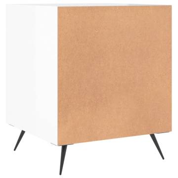 Stylish High Gloss White Bedside Cabinet - 40x40x50 cm