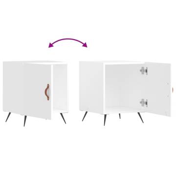 Stylish High Gloss White Bedside Cabinet - 40x40x50 cm