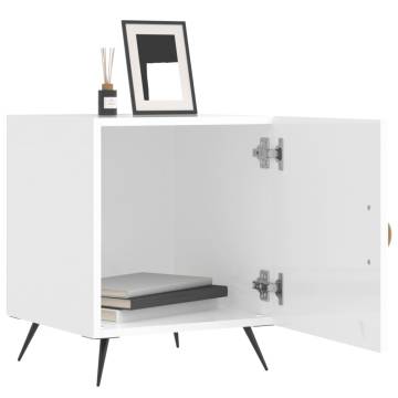 Stylish High Gloss White Bedside Cabinet - 40x40x50 cm