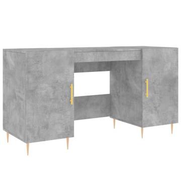 Elegant Concrete Grey Desk - 140x50x75 cm Engineered Wood