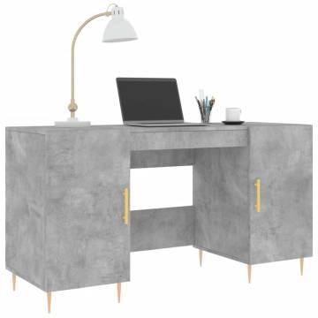 Elegant Concrete Grey Desk - 140x50x75 cm Engineered Wood