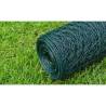 Galvanised Chicken Wire Fence 25x0.5m - Green PVC Coated