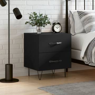 Black Bedside Cabinet - Engineered Wood 40x35x47.5 cm | Hipomarket