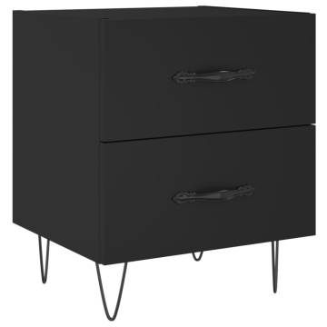 Black Bedside Cabinet - Engineered Wood 40x35x47.5 cm | Hipomarket