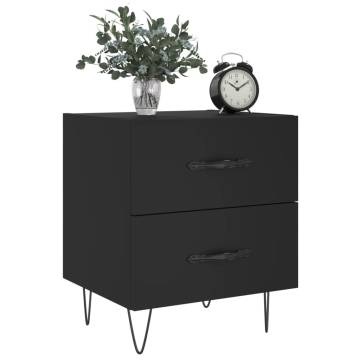 Black Bedside Cabinet - Engineered Wood 40x35x47.5 cm | Hipomarket