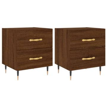 Stylish 2-Piece Brown Oak Bedside Cabinets | HipoMarket