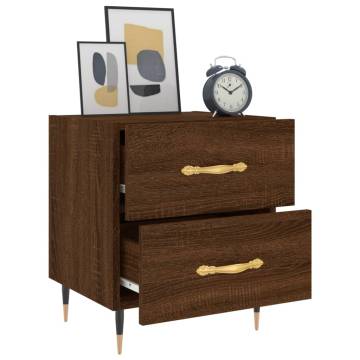 Stylish 2-Piece Brown Oak Bedside Cabinets | HipoMarket