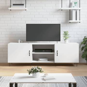 Stylish White TV Cabinet - 150x30x50 cm Engineered Wood