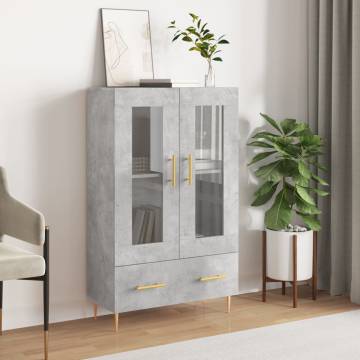 Stylish Highboard in Concrete Grey | 69.5x31x115 cm