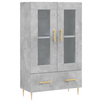 Stylish Highboard in Concrete Grey | 69.5x31x115 cm