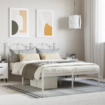 White Metal Bed Frame with Headboard - 140x190 cm | HipoMarket