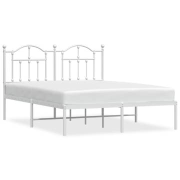 White Metal Bed Frame with Headboard - 140x190 cm | HipoMarket