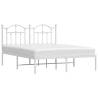 White Metal Bed Frame with Headboard - 140x190 cm | HipoMarket