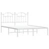 White Metal Bed Frame with Headboard - 140x190 cm | HipoMarket