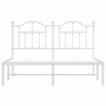 White Metal Bed Frame with Headboard - 140x190 cm | HipoMarket