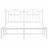 White Metal Bed Frame with Headboard - 140x190 cm | HipoMarket