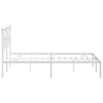 White Metal Bed Frame with Headboard - 140x190 cm | HipoMarket