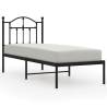 Metal Bed Frame with Headboard - Black 75x190 cm Small Single