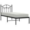 Metal Bed Frame with Headboard - Black 75x190 cm Small Single