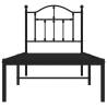 Metal Bed Frame with Headboard - Black 75x190 cm Small Single