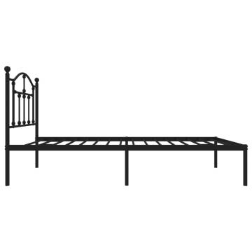 Metal Bed Frame with Headboard - Black 75x190 cm Small Single