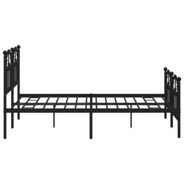 Black Metal Bed Frame with Headboard & Footboard - 140x190 cm